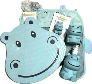 Dispensador de jabón hipopótamo azul 5 piezas, almohadilla para arrodillar, carrito de baño, pasta de dientes y soporte para cepillo - Imagen 1 de 22