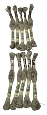 10 Skeins DMC Cotton Embroidery Floss Dark Beige Gray 624 France 8.7y Each NEW - Image 1 of 4
