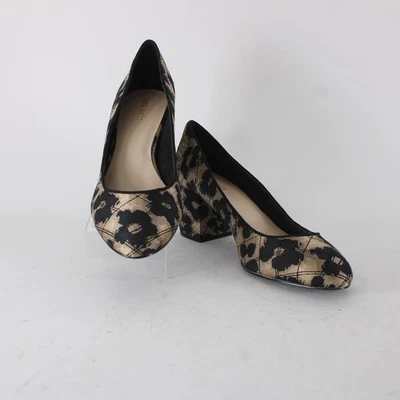 Nine West Heels Sz 10 M Brown Black Animal Print Slip On Man Made Materials Heel - Image 1 of 4