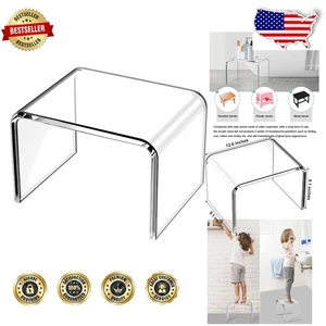 Compact 12 Inch Clear Acrylic Step Stool – Perfect for Bathroom & Plant Display - Picture 1 of 11