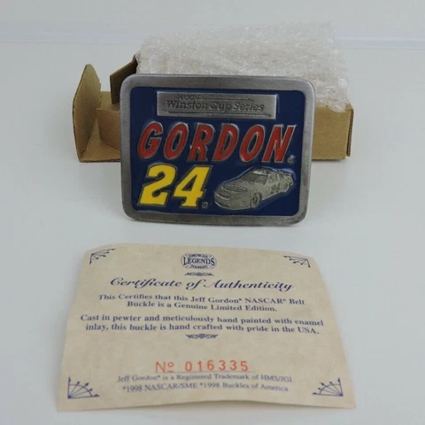 Jeff Gordon NASCAR Winston Cup Pewter Belt Buckle AVON Limited Ed.Box & COA 1998 Cover