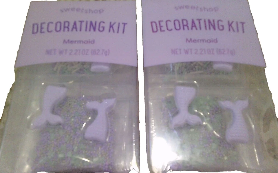 2 NUEVOS paquetes Sweetshop pastel cupcakes decoración kits púrpura cola de sirena y espolvoreo Foto 1 de 1