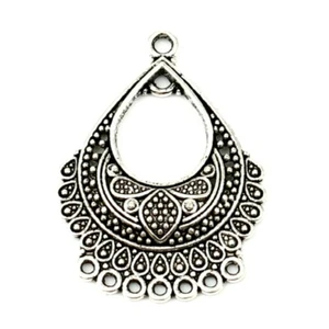 10 Tibetan Silver Floral Filigree Teardrop Chandelier Bead Earring Drops Loops - Picture 1 of 3