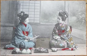 Japanese Women Geisha Girl Having Tea 1907 Postcard, Japan - Picture 1 of 1
