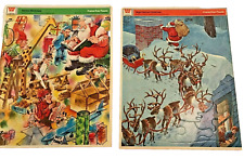 Vintage Pair Frame Tray Puzzles Whitman Night Before Christmas Santa's Workshop
