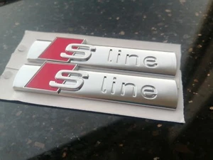 Original AUDI S-Line Schriftzug Logo Zeichen Emblem ( 2 Stück ) - Bild 1 von 2
