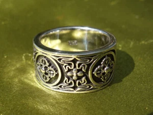 Anillo Masivo Soñado Con Ornamentación Tibetana Y Dorje De Plata 925 NEPAL 17gr - Imagen 1 de 6