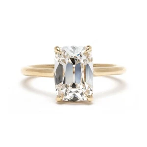 3.10 Ct Cushion Cut IGI GIA Lab Grown Old Mine Cut Diamond Ring 14k Yellow Gold - Picture 1 of 14