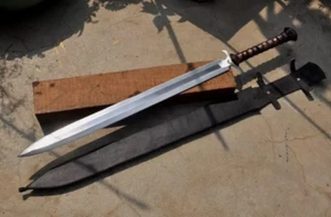 Handmade 32 inches 5160 Carbon Steel Hunting/ Camping Sword with Leather sheath - Picture 1 of 4