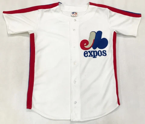 Vintage Ravens Knit MLB Montreal Expos Baseball Jersey M White Canada Sewn blank Cover