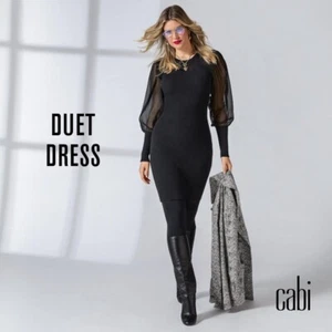 CAbi Dress Womens XS Duet Sweater Dress Black Sheer Sleeve Classic Career - Picture 1 of 9