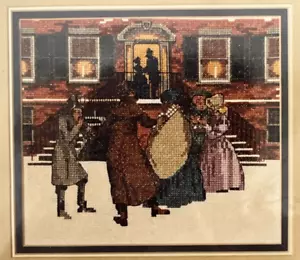 Vintage 1980er Puckerbrush "A Caroling" gezähltes Kreuzstich-Set Weihnachten viktorianisch - Bild 1 von 3