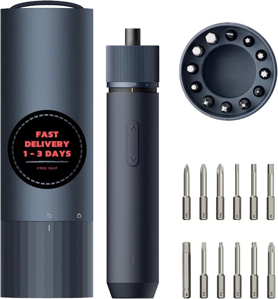 Destornillador Eléctrico Recargable, 3 Posiciones, 12 Puntas de Metal - Image 1 of 4