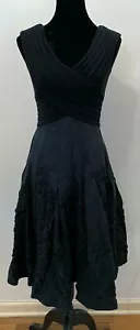 Vestido vintage Cache para mujer de ajuste cruzado y llamaradas cinta talla 6 negro tejido satinado - Imagen 1 de 12