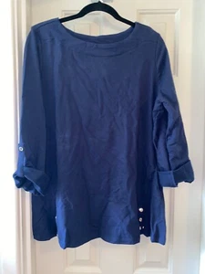 Tunica SPORTS SAVVY French Terry scollo a barca NAVY taglia MEDIA - Foto 1 di 2