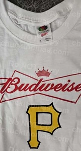 Pirates Baseball and Budweiser Beer Logos Fruit of the Loom NEW XLarge Tee Shirt - Picture 1 of 2