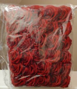 Artificial Dark Red Roses W/ Stems Decorations - 60 pack. 