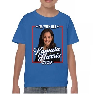 I'm With Her Kamala Harris 2024 Youth T-shirt President 47 I'm Speaking Kids - Picture 1 of 50