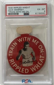 Jack Dempsey 1930 Rippled Wheat Dixie Lid Boxing PSA 6 Heavyweight Champ - Picture 1 of 2
