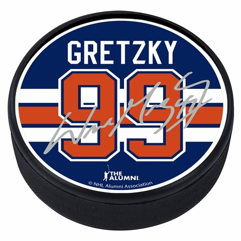 Wayne Gretzky Edmonton Oilers 3D Textured Replica Signature Hockey Puck - NEW Cover