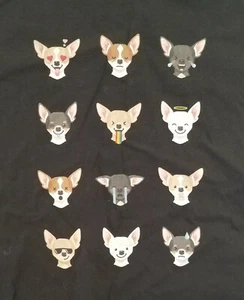 Chihuahua faces dog puppy funny emoji black t shirt youth Large - Picture 1 of 12