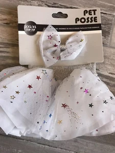 JUEGO DE TUTÚ Y ARCO DE ESTRELLAS PET POSSE BLANCO Y MULTICOLOR Cachorro/Perro XXS/XS - Imagen 1 de 1
