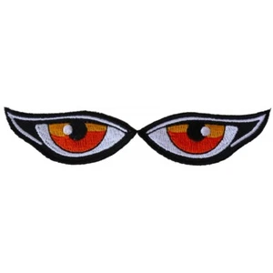 Embroidered Patch (Iron-On or Sew-On), Small Set Orange Evil Eyes, 2" x .8" - Picture 1 of 4
