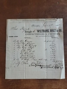 Wiltbank Holt & Co Confectioners & Fruiters 1868 Quittung Philidelphia Kaligraphie - Bild 1 von 3