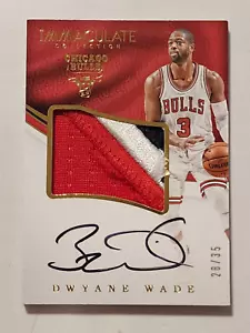 2016-17 PANINI IMMACULATE DWAYNE WADE AUTO JERSEY PATCH RELIC CARD RED #28/35 - Picture 1 of 2