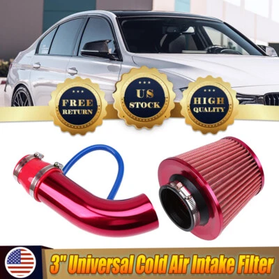 Car Cold Air Intake Filter Induction Pipe Power Flow Hose System Accessories Set - Image 1 of 4