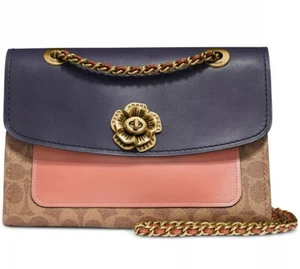 Nuevo Bolso de Hombro Parker Bolsillo Bloques de Color Firma Coach Bronceado Melocotón Dorado 69586 - Imagen 1 de 12