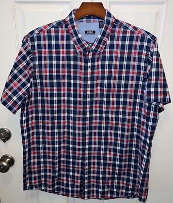 Izod мужской хлопок SS на пуговицах красный белый синий клетку повседневное платье рубашка размер XL - Изображение 1 из 4