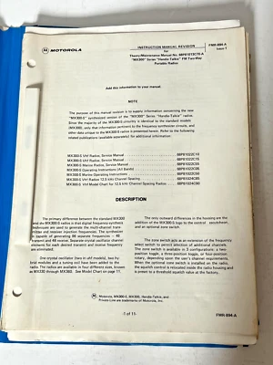 Motorola MX300 Series FM Two Way Radio Handie Talkie Manuals - Image 1 of 4