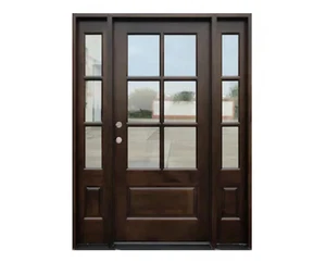 Pella 52" 3/4 lite Front door Brown fiberglass by Therma-Thru. Two sidelights. - Picture 1 of 3