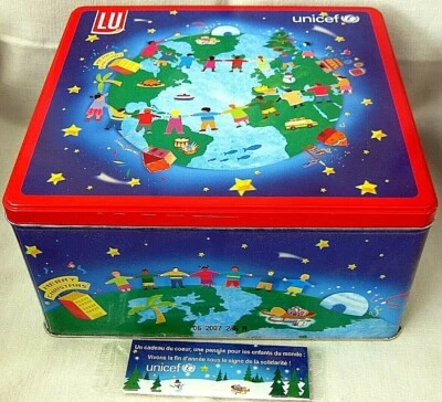 LEFÈVRE-UTILE-LU- - TRÈS RARE BOITE RECTANGULAIRE FER POUR " L'UNICEF "         - Photo 1/4