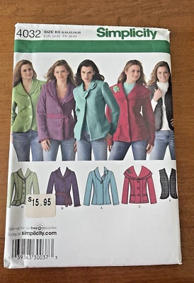 Simplicity 4032 Misses Fleece Jacket, Vest Sewing Pattern, Uncut, Size 8-16 - Image 1 of 4