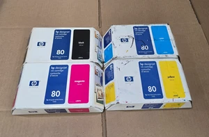 HP 80 Genuine C4871A, C4847A, C4848A, C4846A Black/Cyan/Yellow/Magenta EXPIRED - Picture 1 of 2