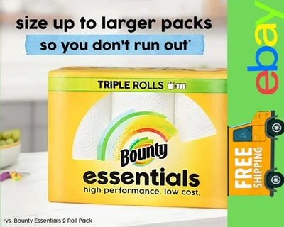 Toallas de papel Bounty Essentials Select-A-Size, 6 rollos dobles, blancas, 108 hojas Foto 1 de 4