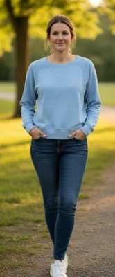 J. Pullover Crew Vintage polar azul algodón rizo de gran tamaño para mujer talla pequeña Foto 1 de 4