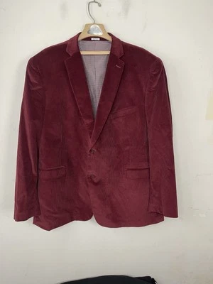 Saddlebred Mens Blazer 52 Red Corduroy Sport Coat Rustic Fall Country Burgundy - Image 1 of 4