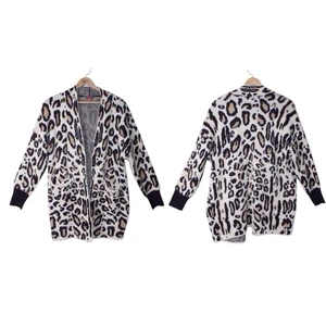Vince Camuto Cardigan Sweater Womens Size XL Leopard Animal Print Long Line Open - Picture 1 of 14