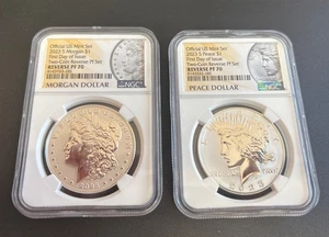 2023-S Morgan and Peace Dollar First Day of Issue Two-Coin Set NGC Reverse PF 70 - Picture 1 of 6