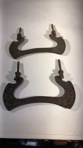 Two antique cast-iron Victorian drawer pulls Handles hardware Eastlake C - Picture 1 of 11