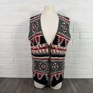 Vintage Woolrich handgerahmte Wolle Pullover Weste Größe Medium Fair Isle Knebelknopf - Bild 1 von 14