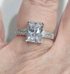 Anillo de diamantes de imitación transparentes vintage ST talla 6,75, M103 - Imagen 1 de 5