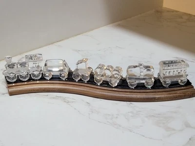 SWAROVSKI 6 PIECE TRAIN SET WITH CUSTOM TRACK DISPLAY Excellent Condition  - Image 1 of 4