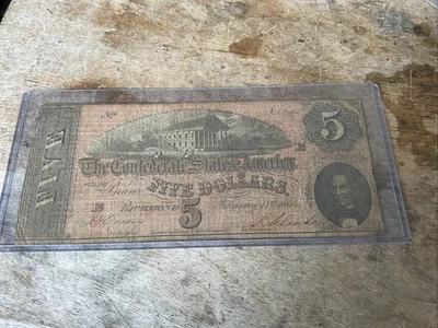 1864 5 Dollar Confederate States of America  February 17th 1864 - Image 1 of 4