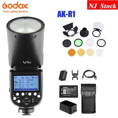 Flash para cámara Godox V1-C 2.4G TTL HSS Speedlite AK-R1 puerta de granero color gel F Canon Foto 1 de 4