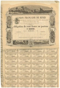 Frankreich: L'Union Francaise de Mines Anleihe Zertifikat - Bild 1 von 3