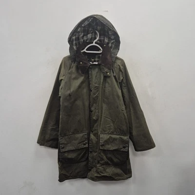 Chaqueta Abrigo Barbour Vintage A123 Gamefair Cera Verde Impermeable Country Hood C 38 Foto 1 de 4